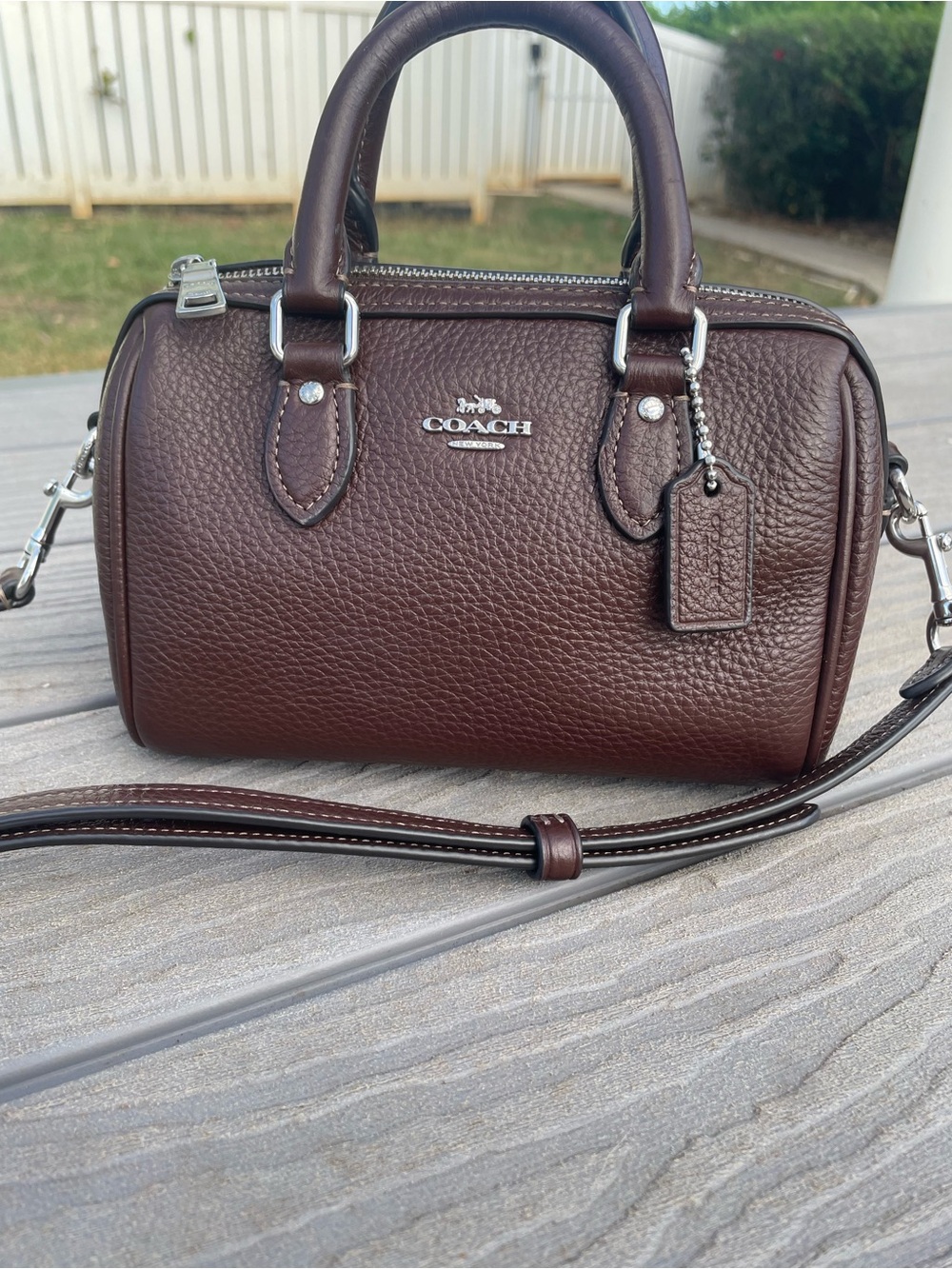 Coach Brown Pebbled Leather Mini Rowen with Silver Hardware - Picture 10 of 10